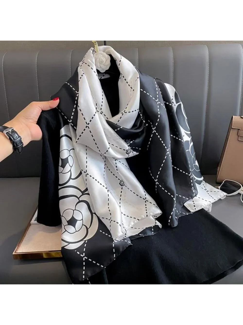 Silk Feel Scarf Shawl Wrap for Women | Soft Large Square Beach Cover-Up